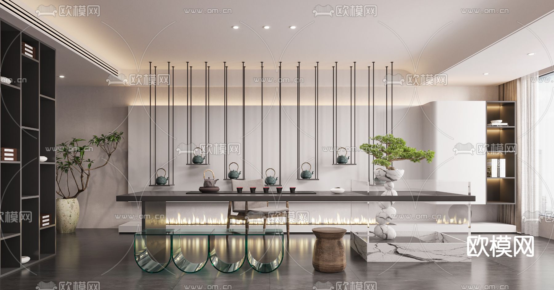 现代茶室3d模型下载（渲染图1）