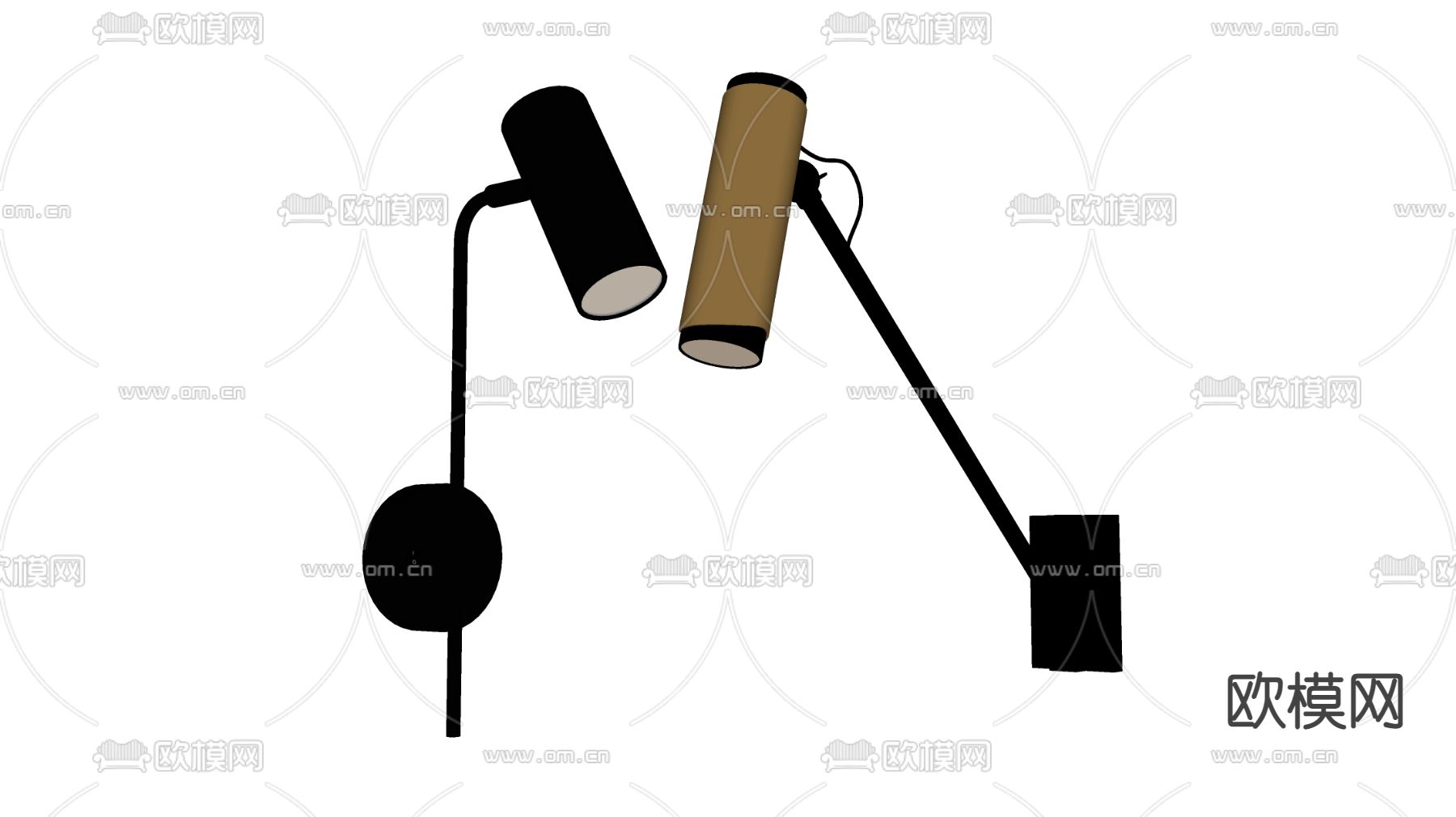 现代转头壁灯su模型下载（渲染图2）