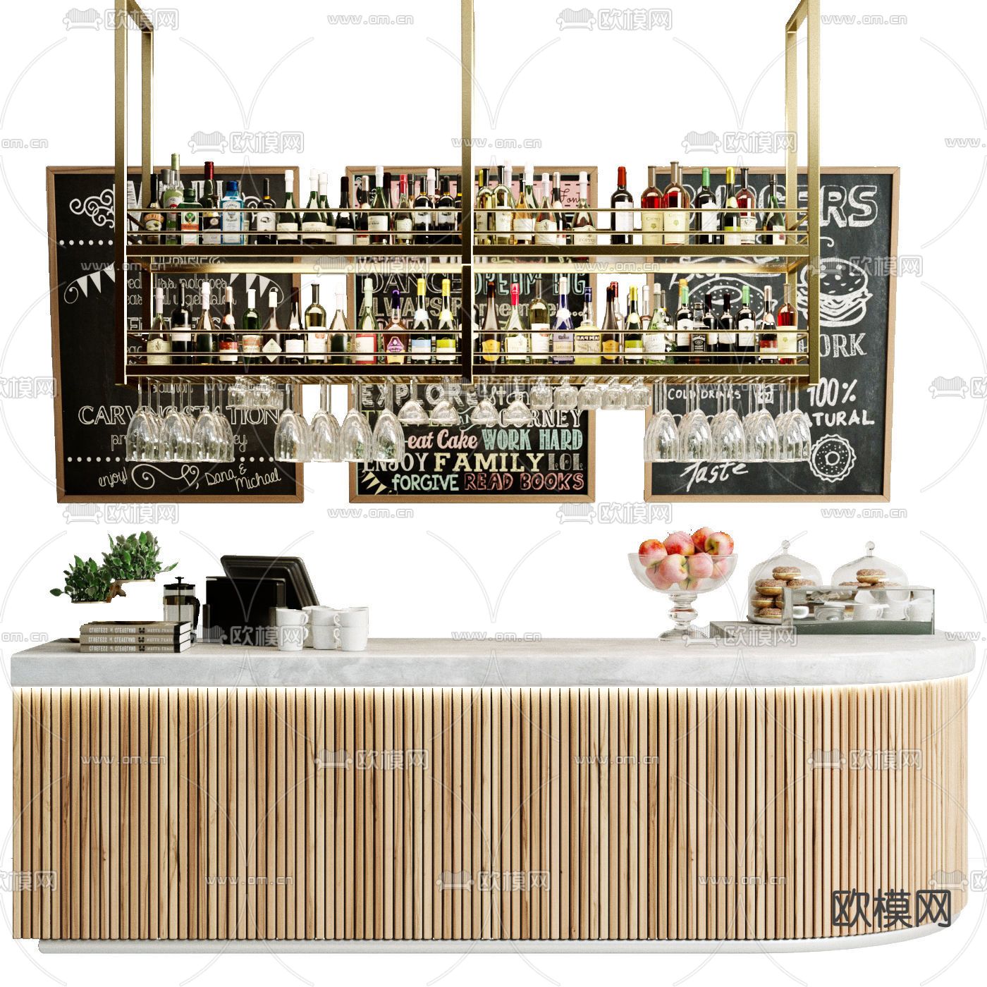 现代酒吧吧台3d模型下载
