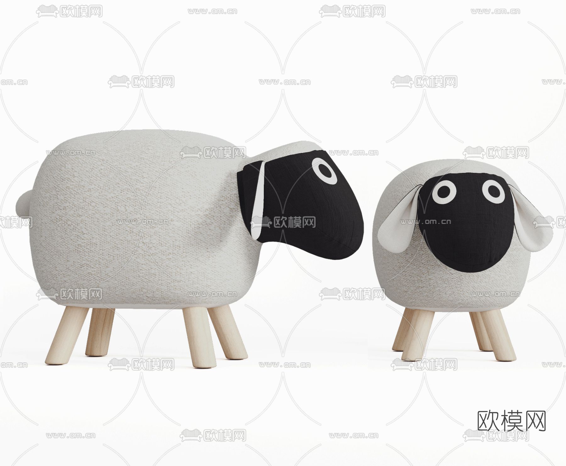 现代布艺儿童凳子3d模型下载