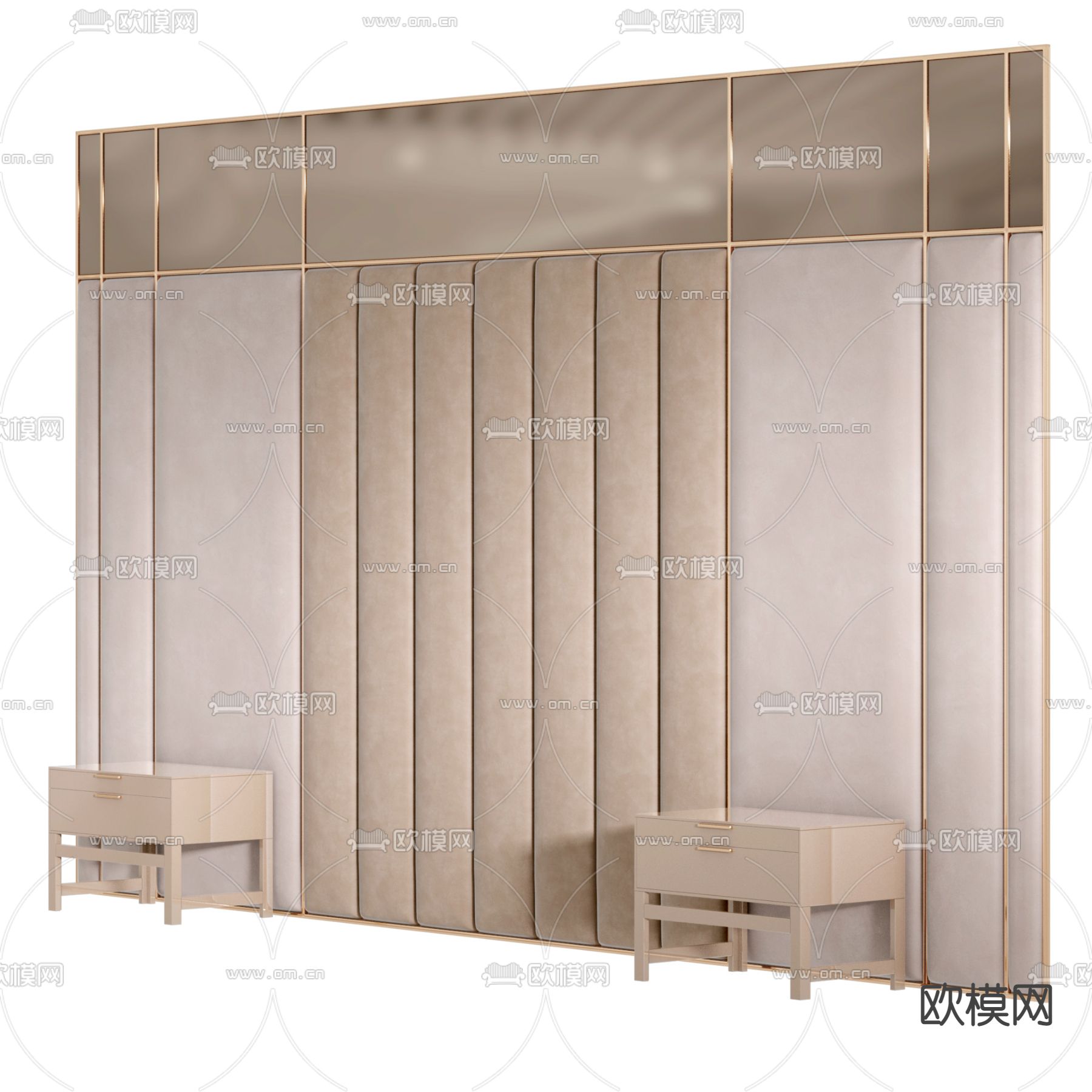 现代床头软包3d模型下载