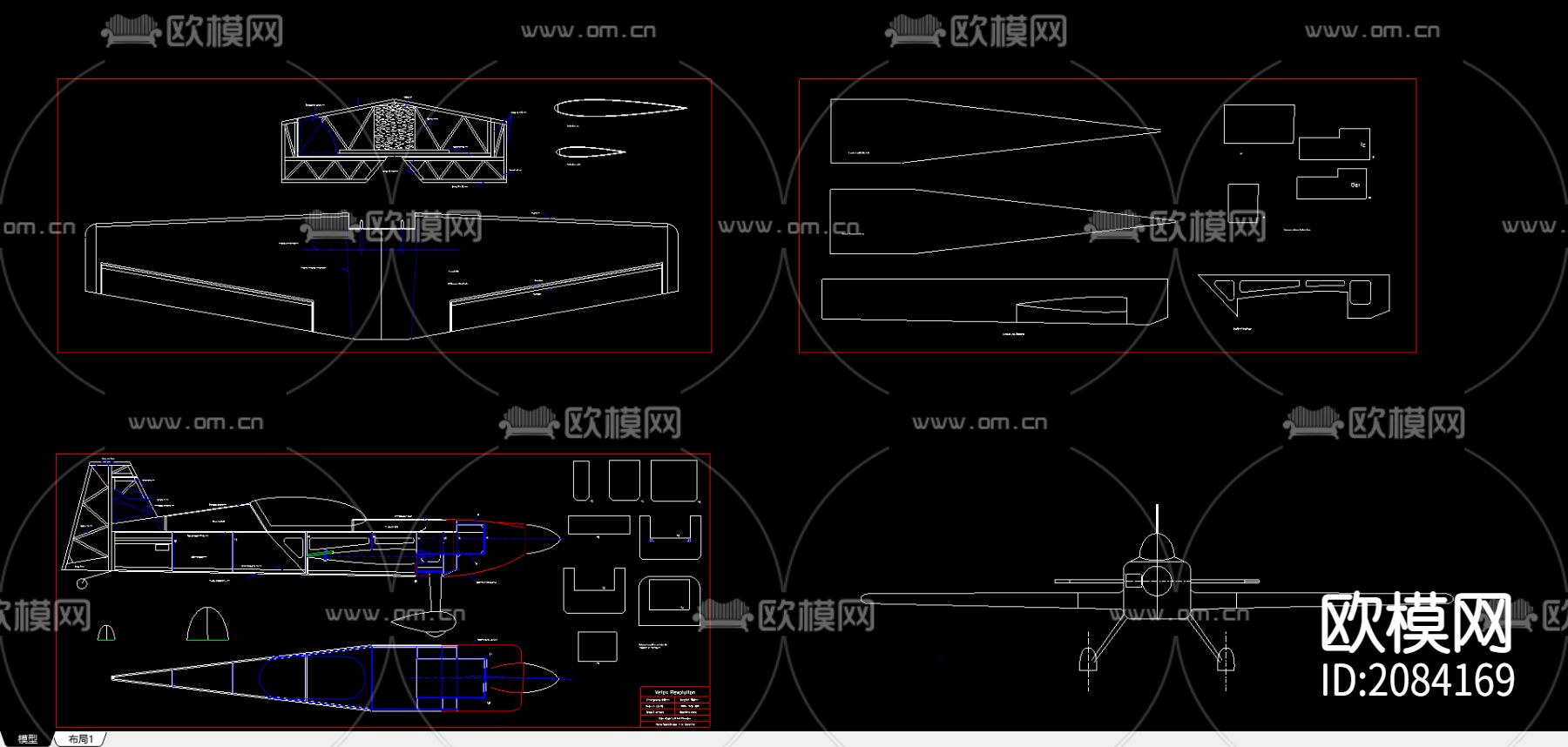 战斗机图纸CAD详图下载（渲染图2）