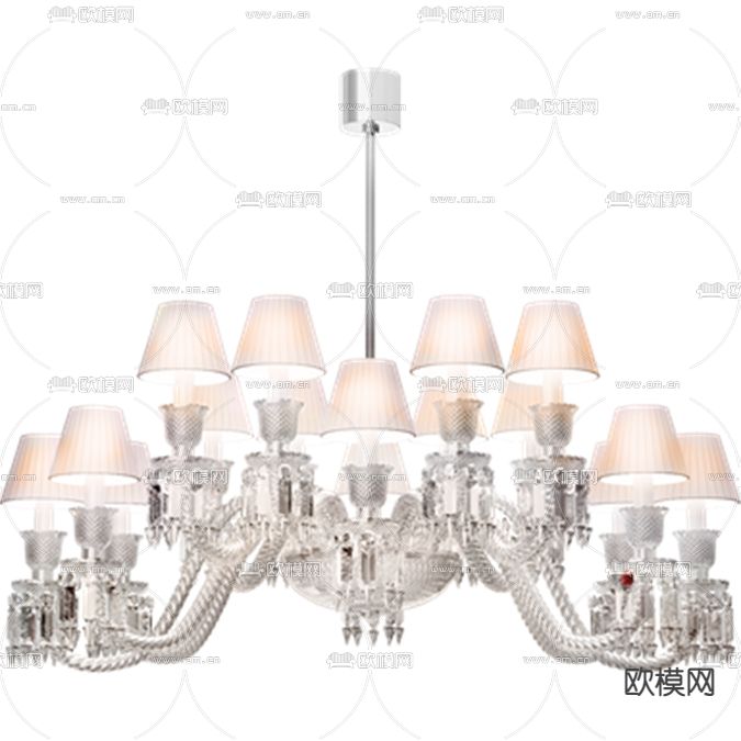 简欧创意水晶玻璃吊灯免费3d模型下载