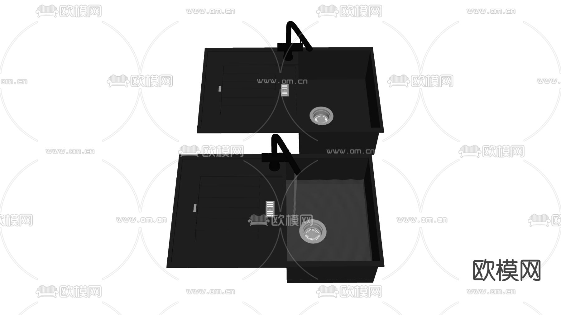 现代水槽洗菜盆su模型