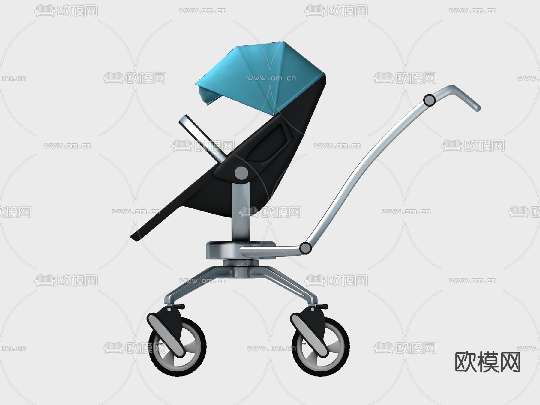 现代手推式婴儿车3d模型下载（渲染图3）