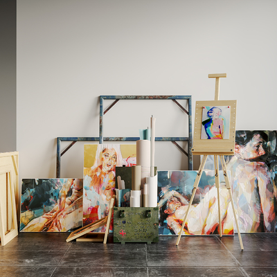  现代画架su模型 