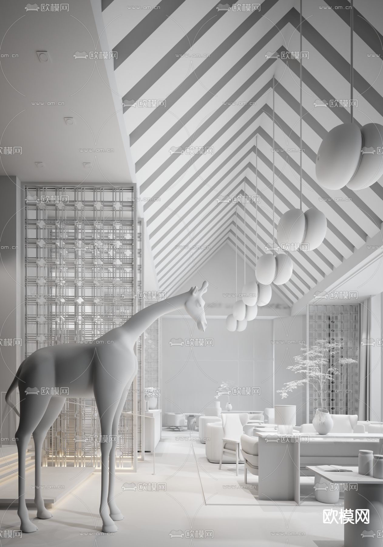 Yabu Pushelberg 深圳柏悦酒店大堂吧3d模型下载（渲染图2）