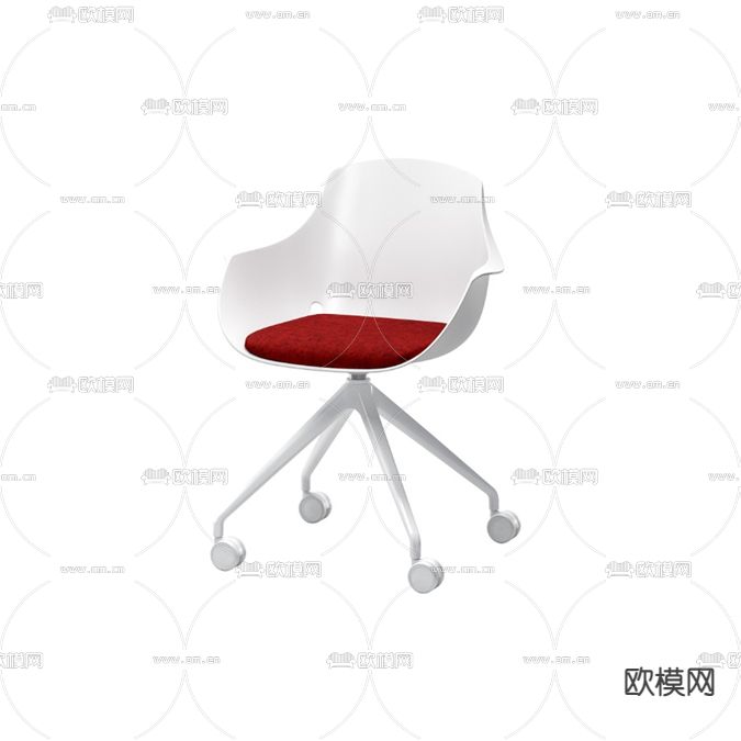 现代极简塑料布艺可移动办公椅免费3d模型下载