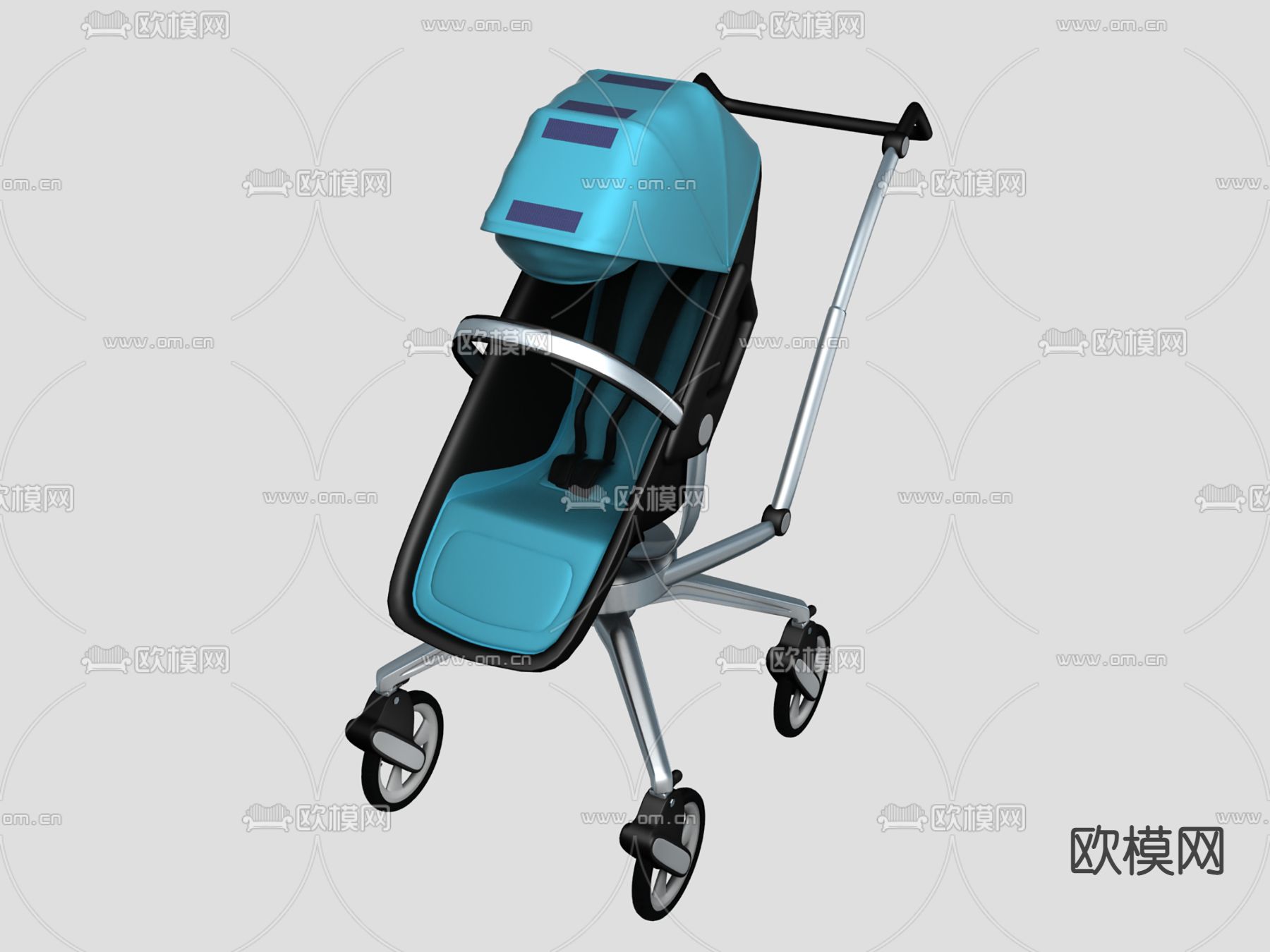 现代手推式婴儿车3d模型下载（渲染图4）