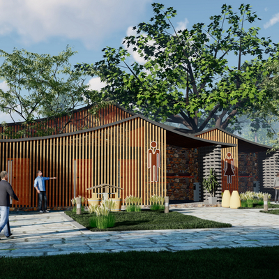  新中式公共厕所su模型 