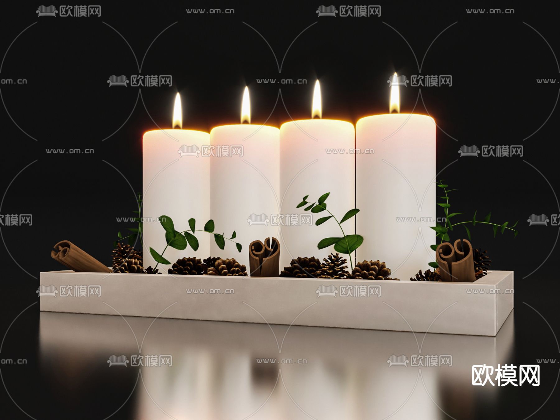 现代玻璃烛台组合3d模型下载