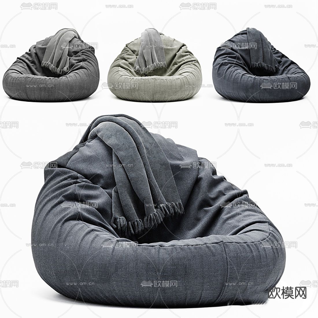 现代布艺懒人沙发su模型