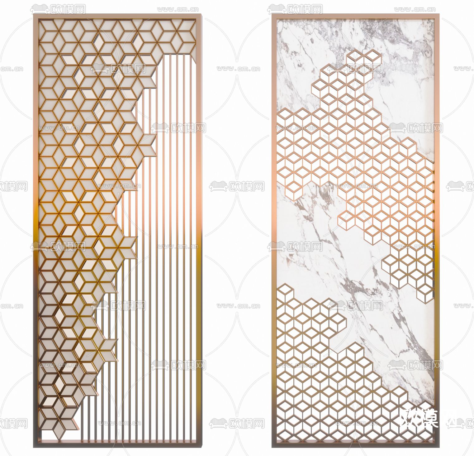 现代隔断屏风su模型下载（渲染图1）