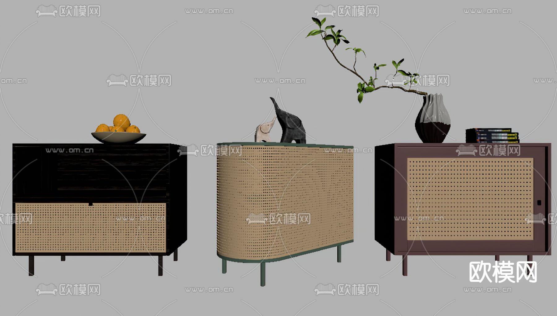 侘寂床头柜su模型下载（渲染图2）