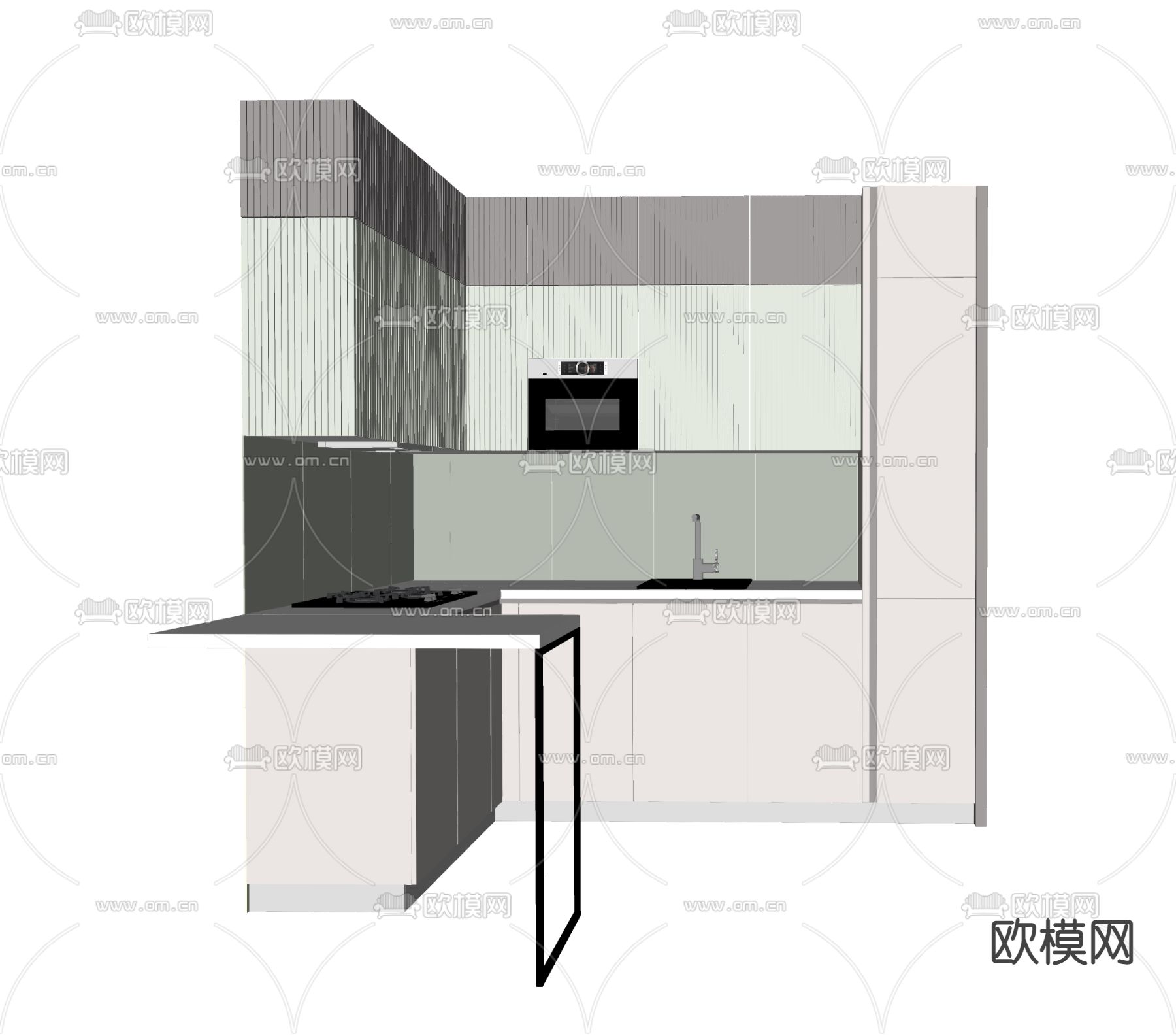 现代橱柜su模型下载（渲染图2）