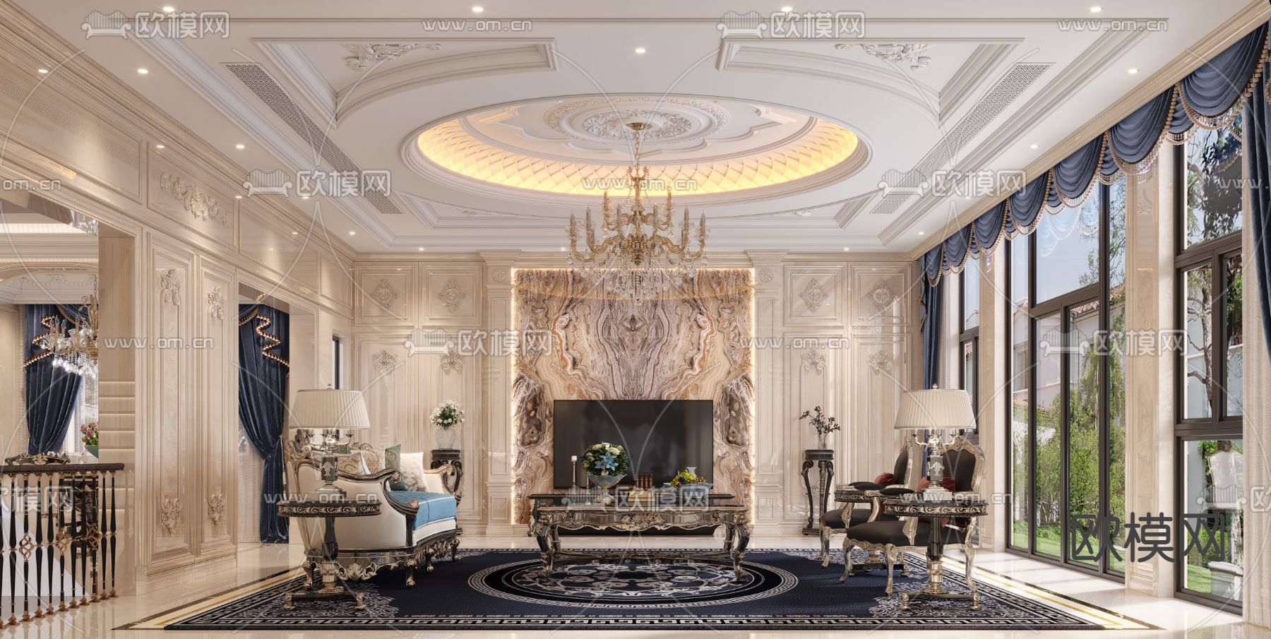 欧式客厅3d模型下载
