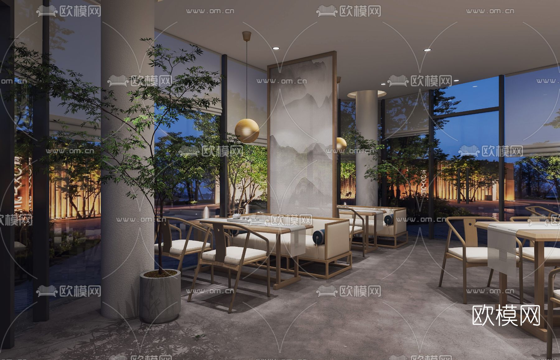 新中式茶馆茶楼3d模型下载（渲染图2）