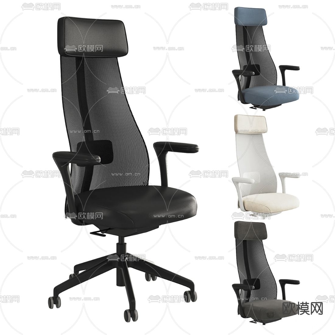 现代大班椅网布办公椅3d模型下载（渲染图1）