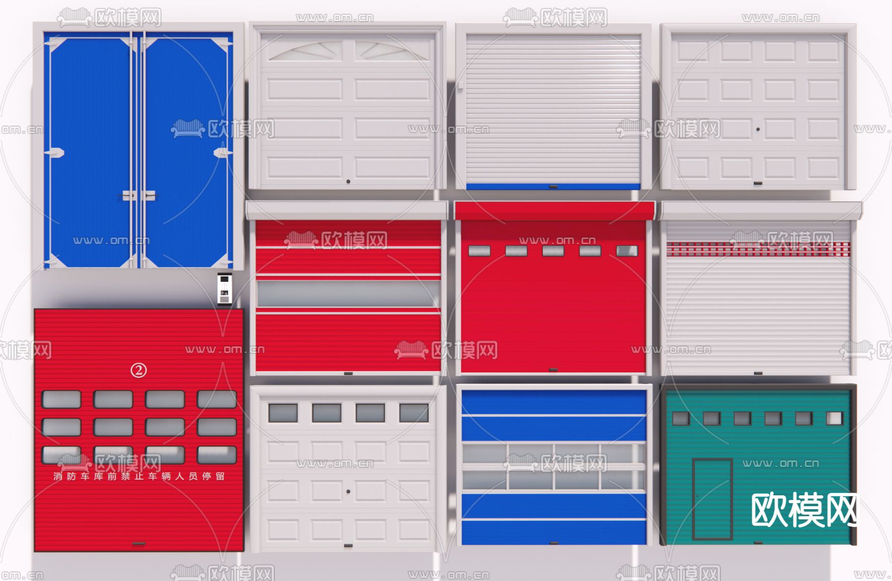现代车库消防卷闸门su模型下载（渲染图1）