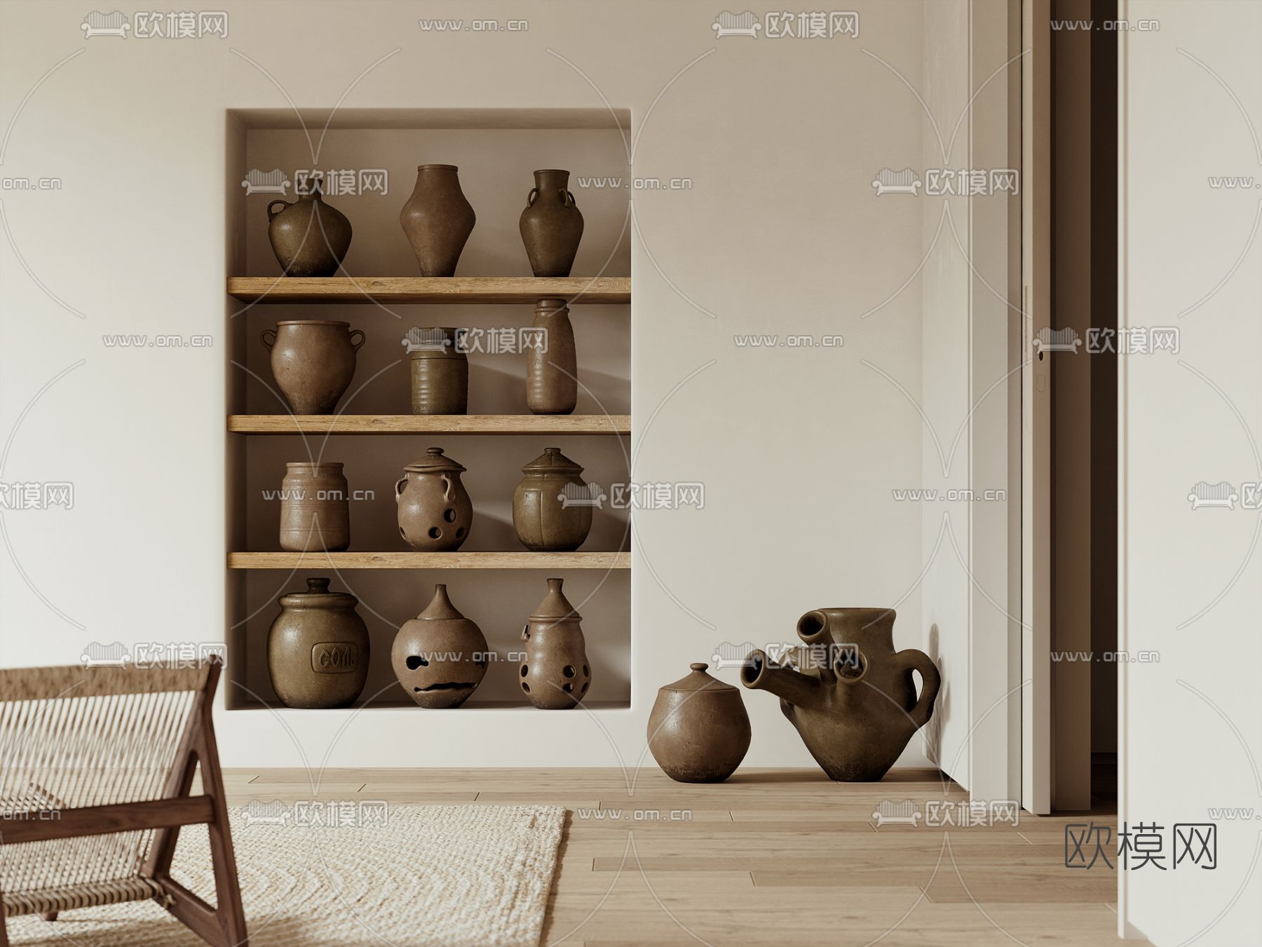 侘寂陶罐陶瓷3d模型下载