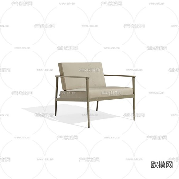 现代简约不锈钢布艺单人沙发免费3d模型下载