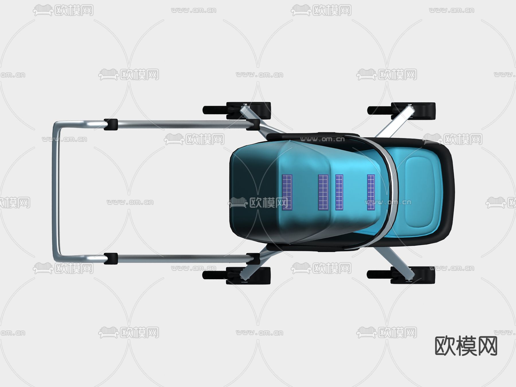 现代手推式婴儿车3d模型下载（渲染图2）