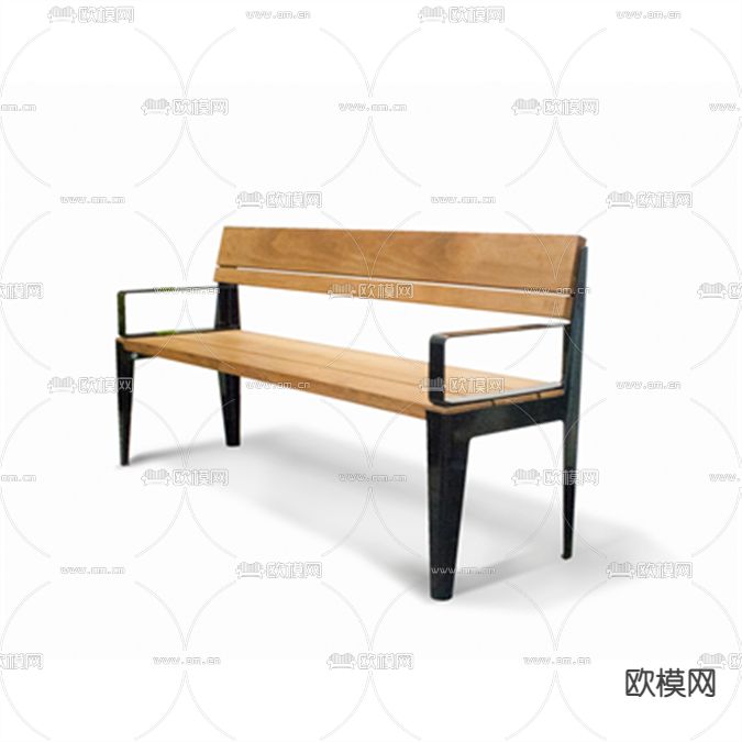 北欧简约实木铁艺户外椅免费3d模型下载