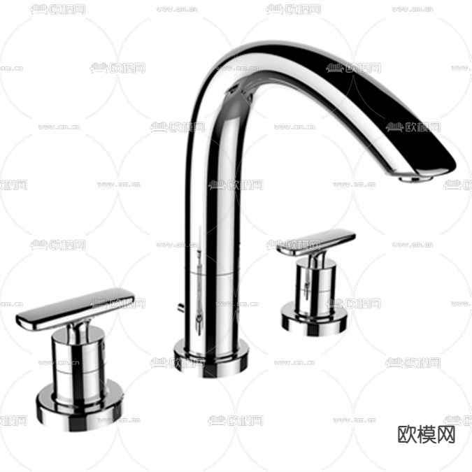 现代简约银色不锈钢水龙头免费3d模型下载