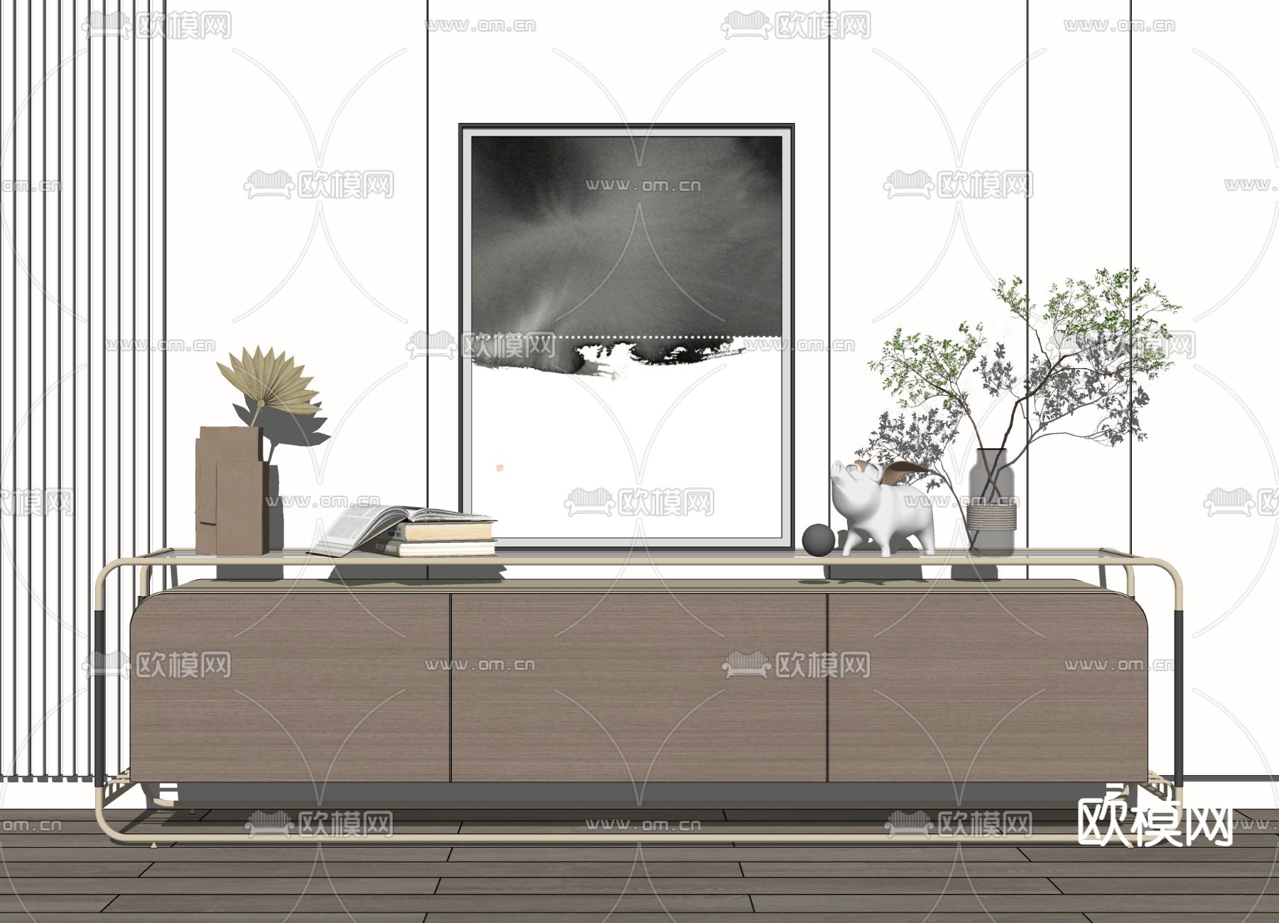 现代电视柜su模型