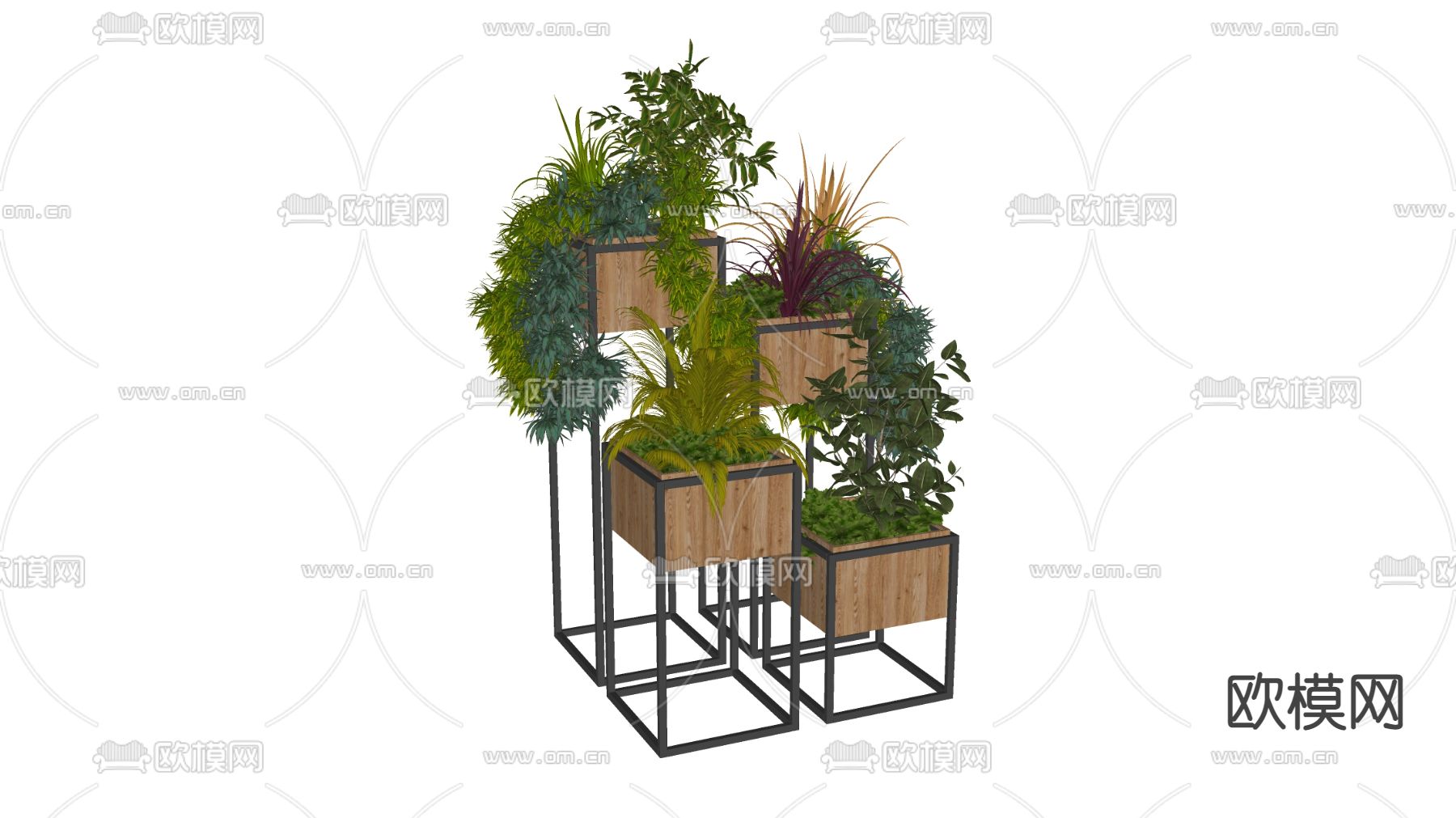 现代植物盆栽su模型