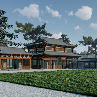  中式古建筑su模型 