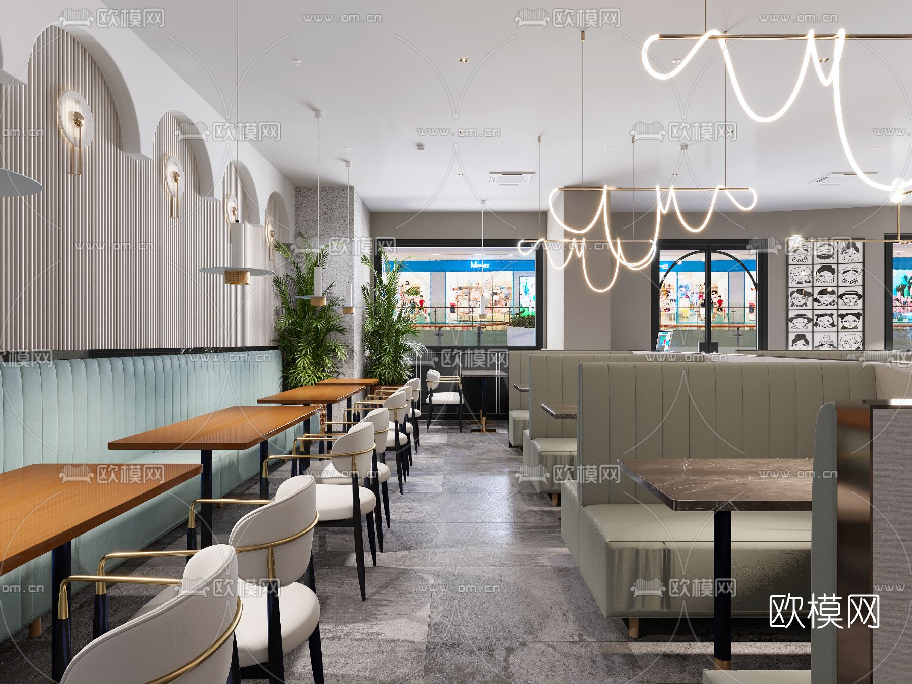 现代快餐厅3d模型下载（渲染图1）