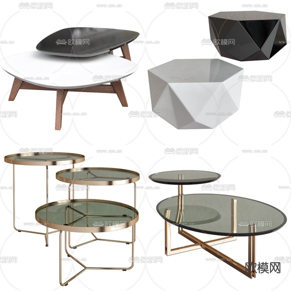 现代轻奢圆形茶几3d模型下载