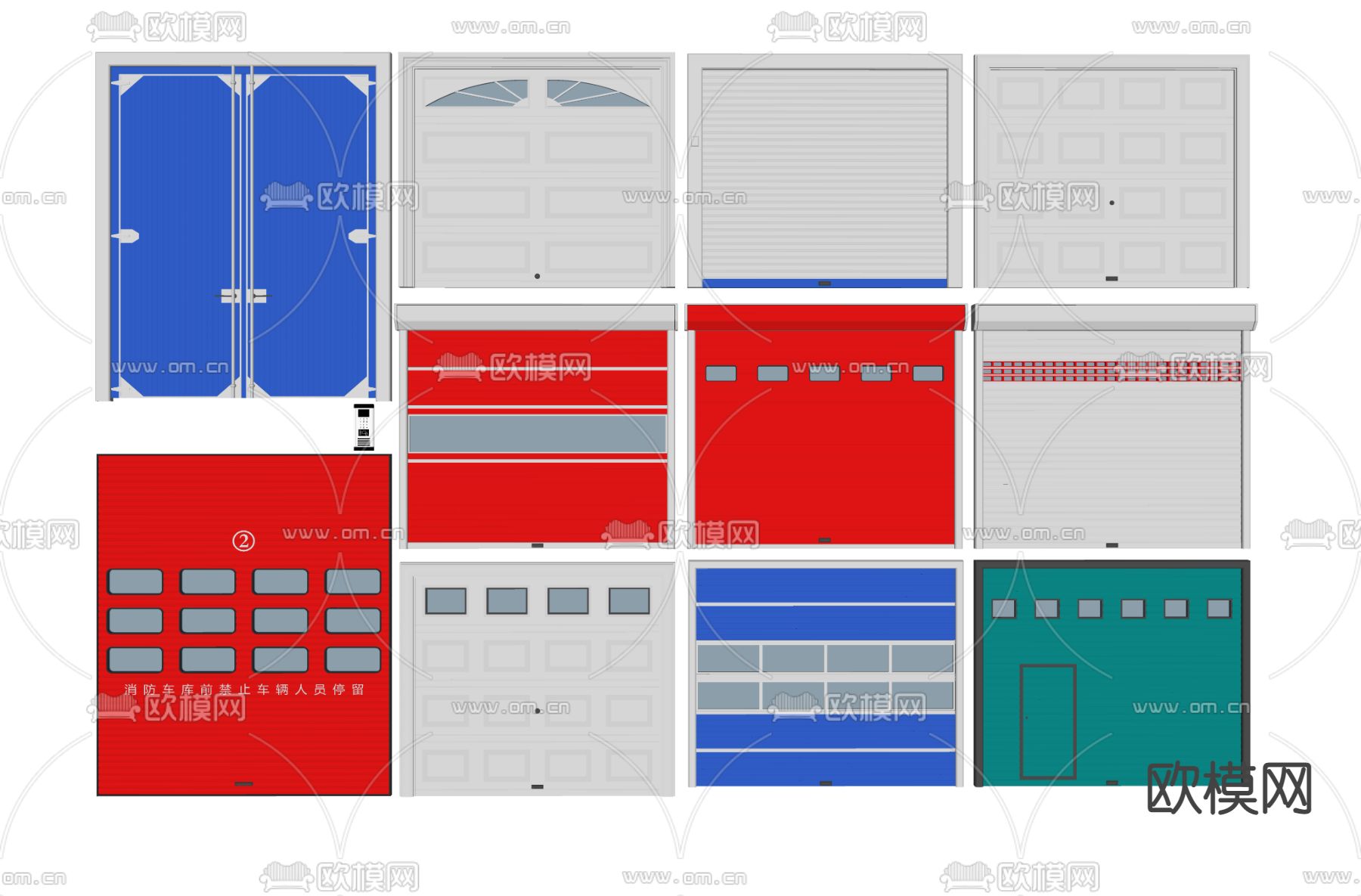现代车库消防卷闸门su模型下载（渲染图2）