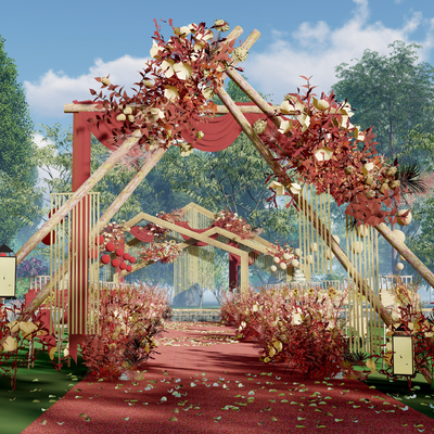  现代草坪婚礼su模型 