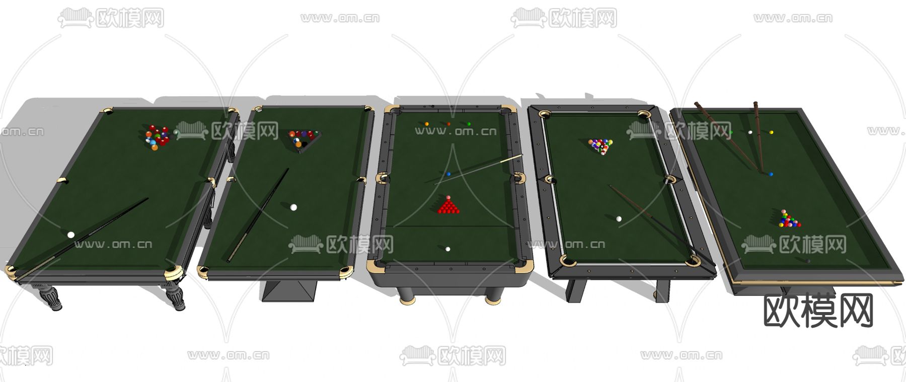 现代台球桌su模型下载（渲染图2）