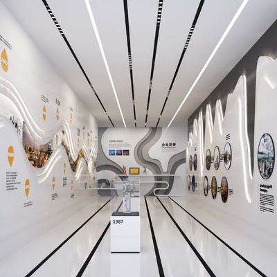  现代文化展厅su模型 