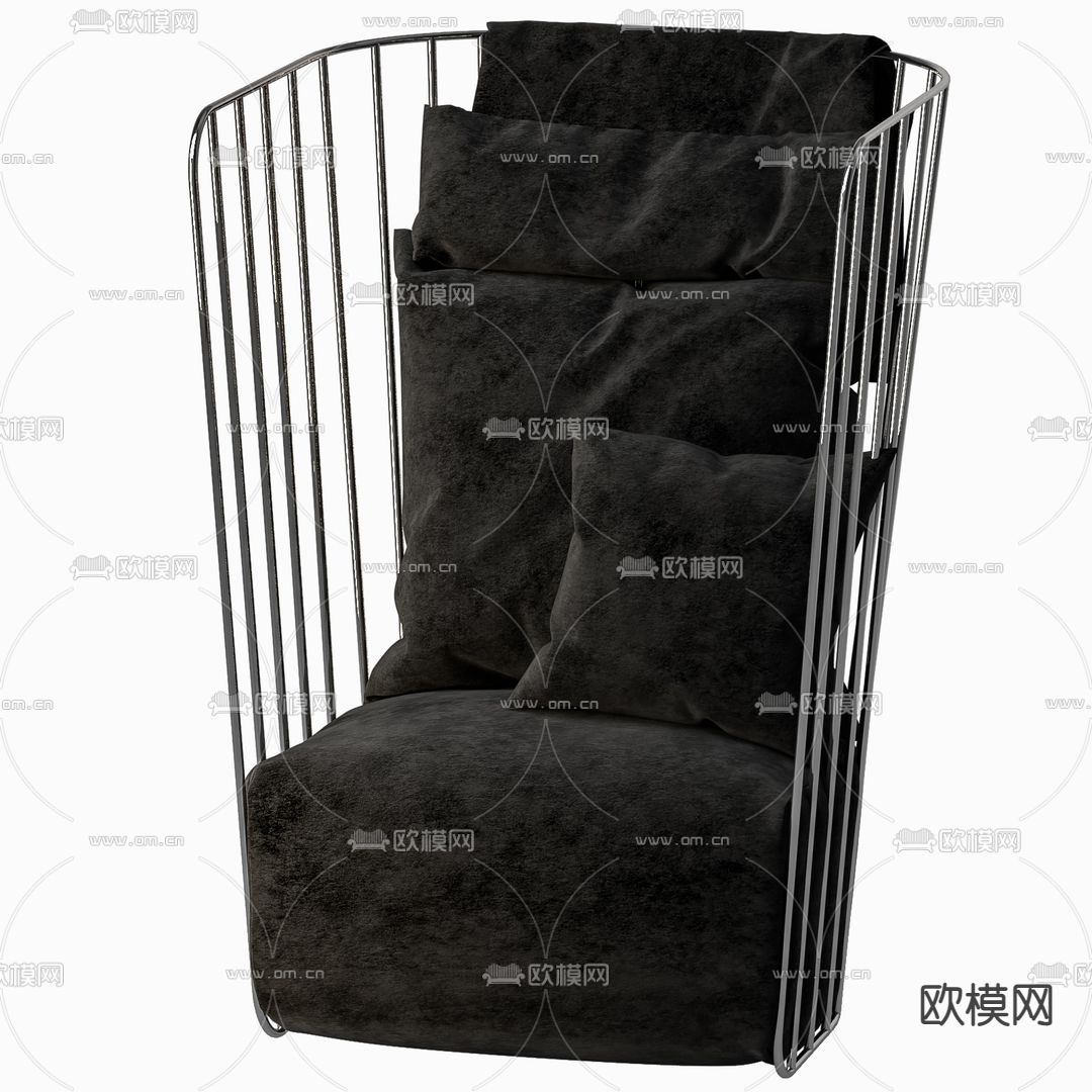 现代简约不锈钢皮革单人沙发免费3d模型下载