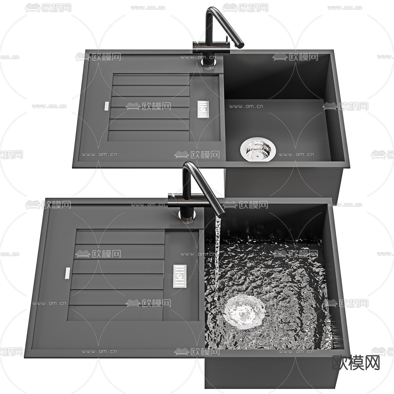 现代水槽洗菜盆su模型