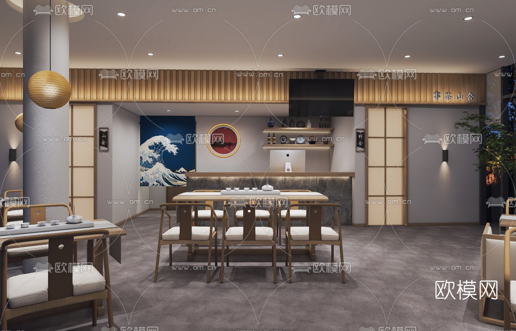 新中式茶馆茶楼3d模型下载（渲染图1）