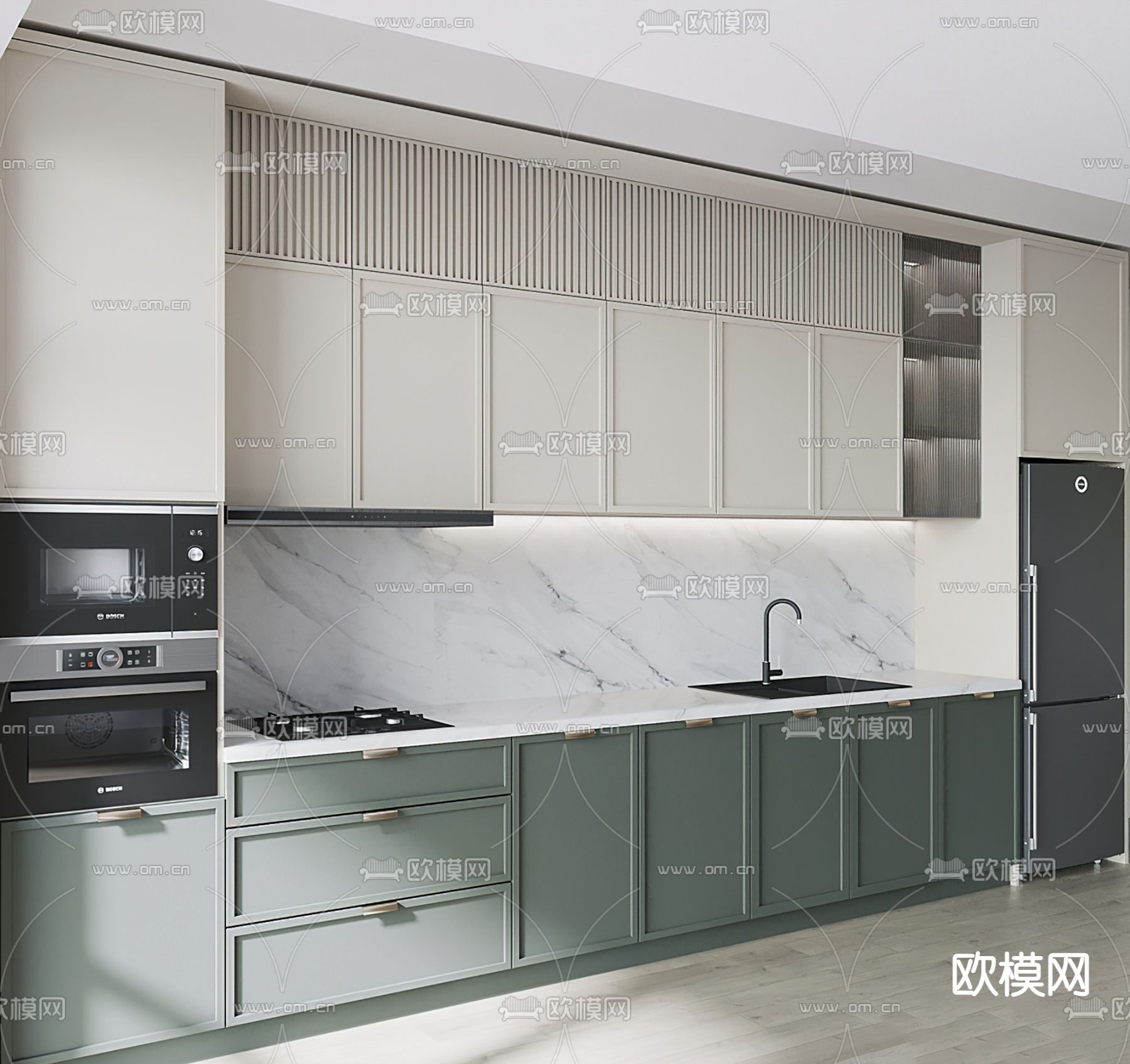 现代橱柜su模型下载（渲染图1）