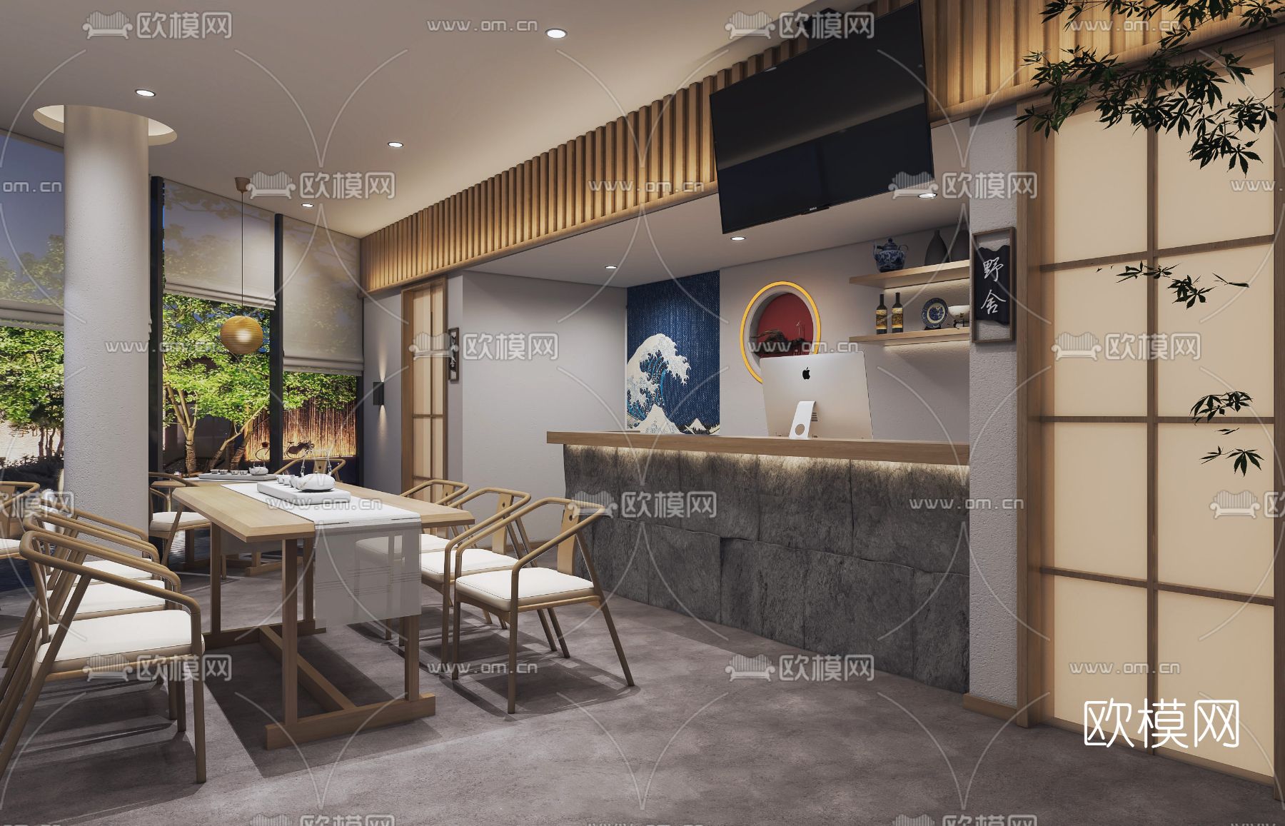 新中式茶馆茶楼3d模型下载（渲染图3）