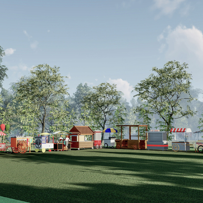  中式移动售货亭su模型 