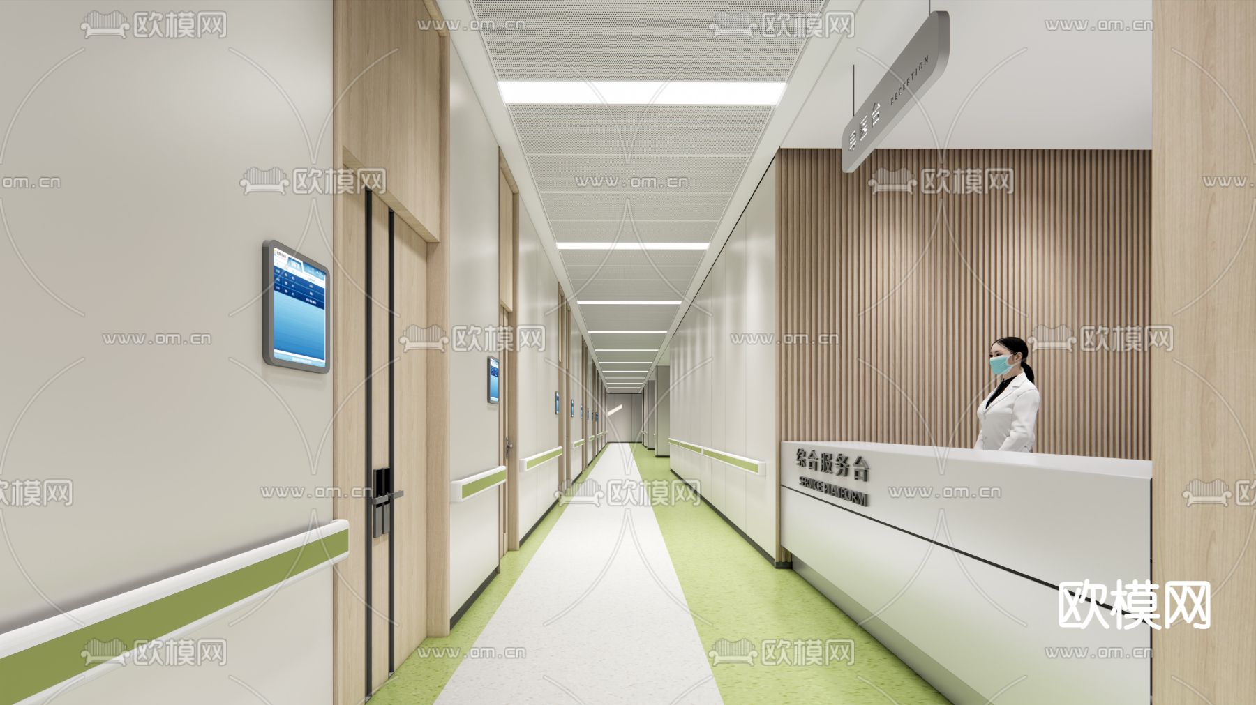 现代医院急诊大厅su模型下载（渲染图2）