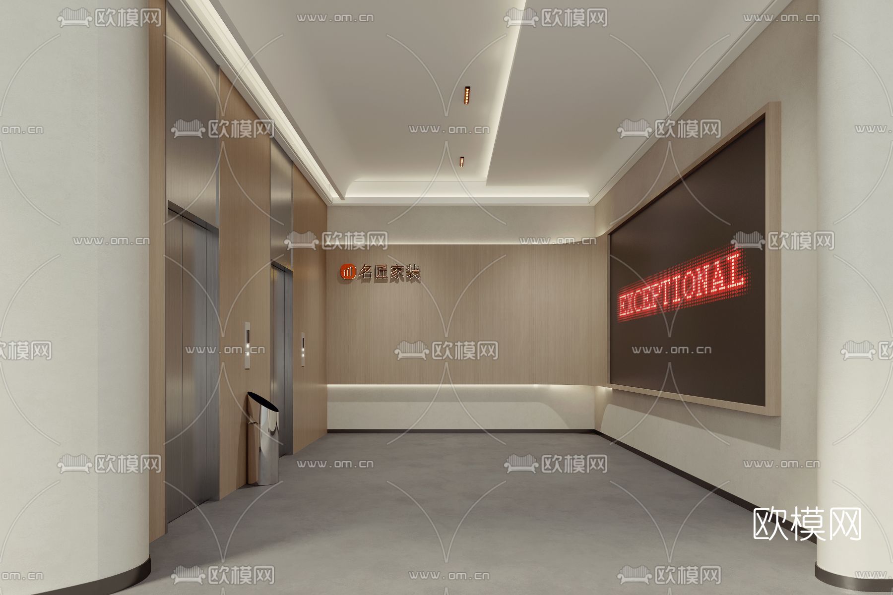 现代装饰公司门面门头3d模型下载（渲染图2）