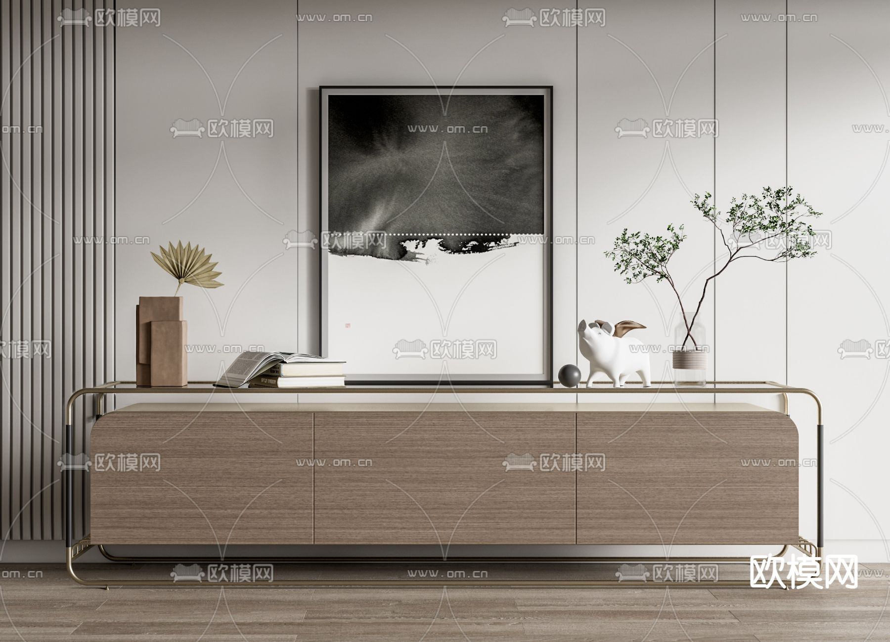 现代电视柜su模型