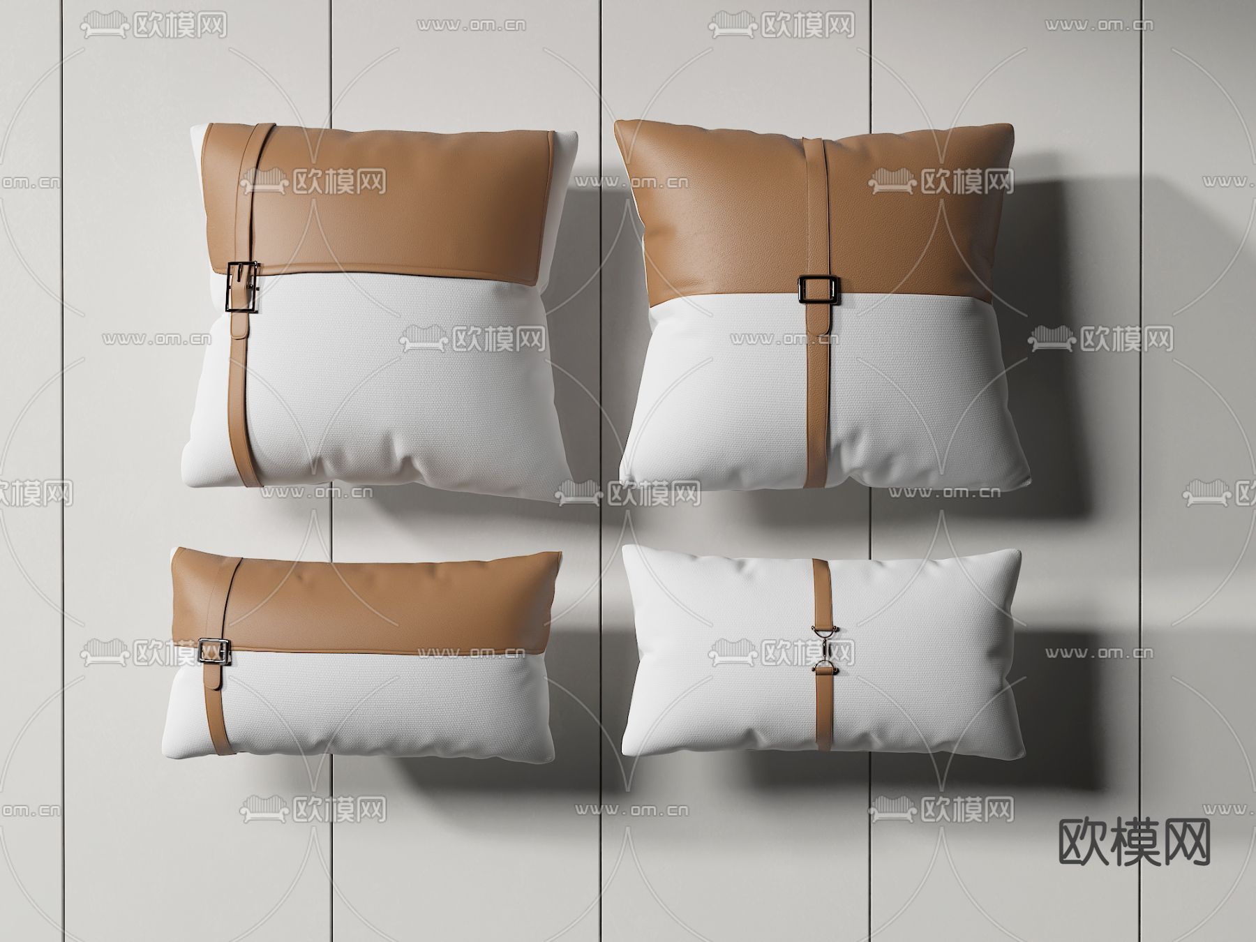 现代皮革抱枕3d模型