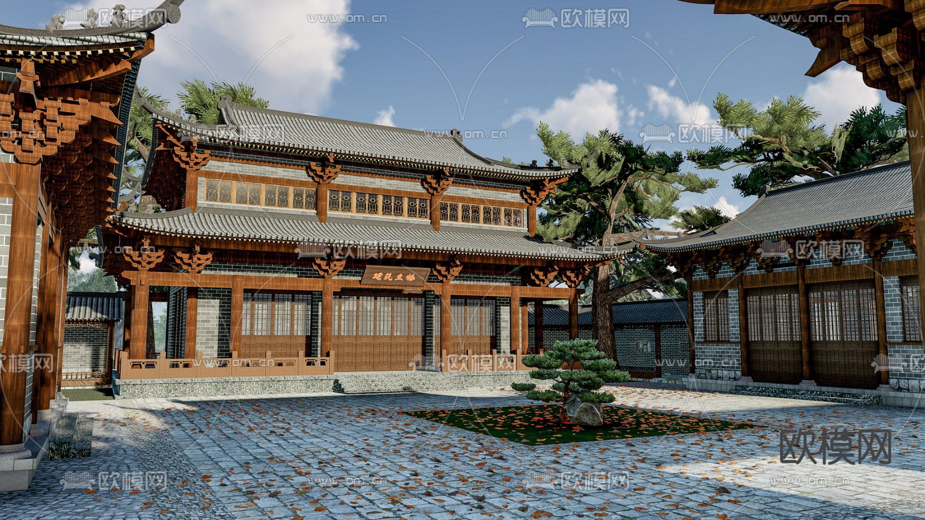 中式古建筑su模型下载（渲染图3）