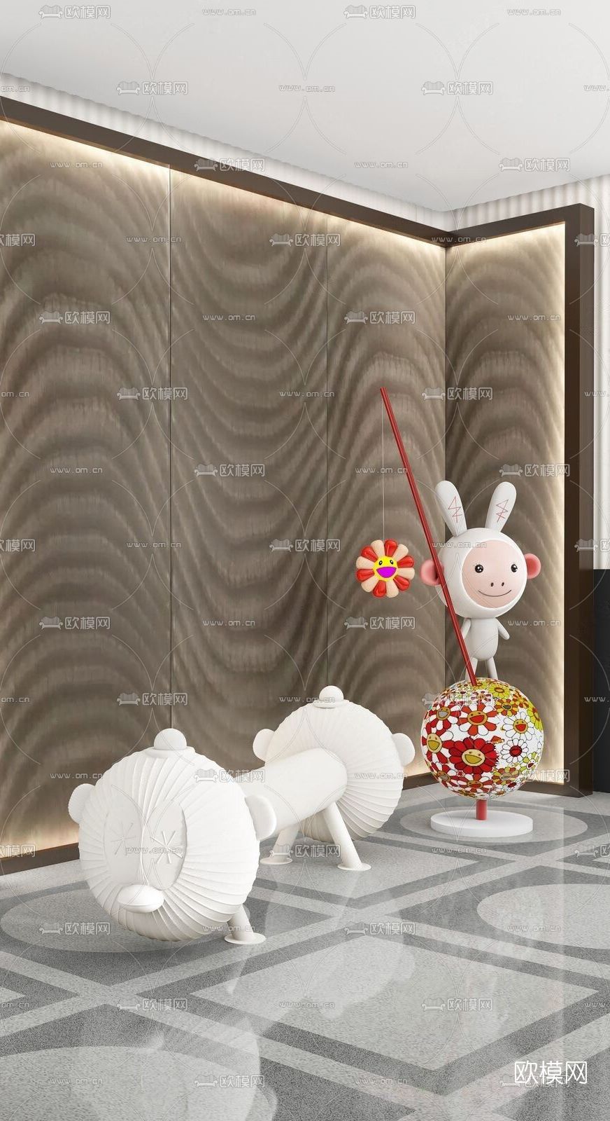 现代公仔潮玩摆件3d模型下载