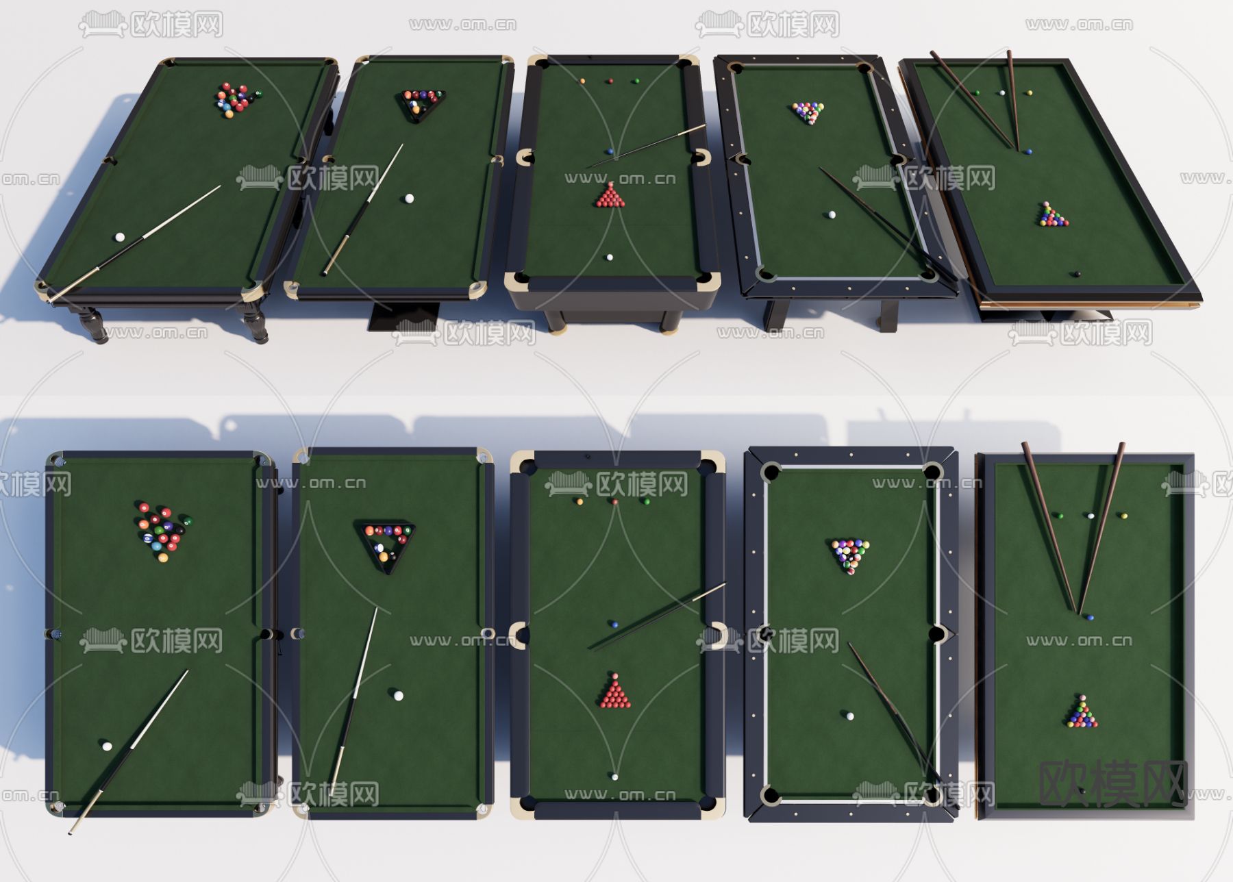 现代台球桌su模型下载（渲染图1）